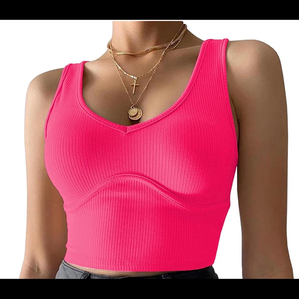 Ribbed Hot Pink Crop Top